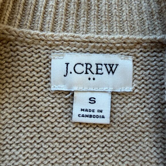 J. Crew Factory Striped open cardigan sweater •size medium •CH442 •Lt Khaki Ivor - Picture 3 of 9